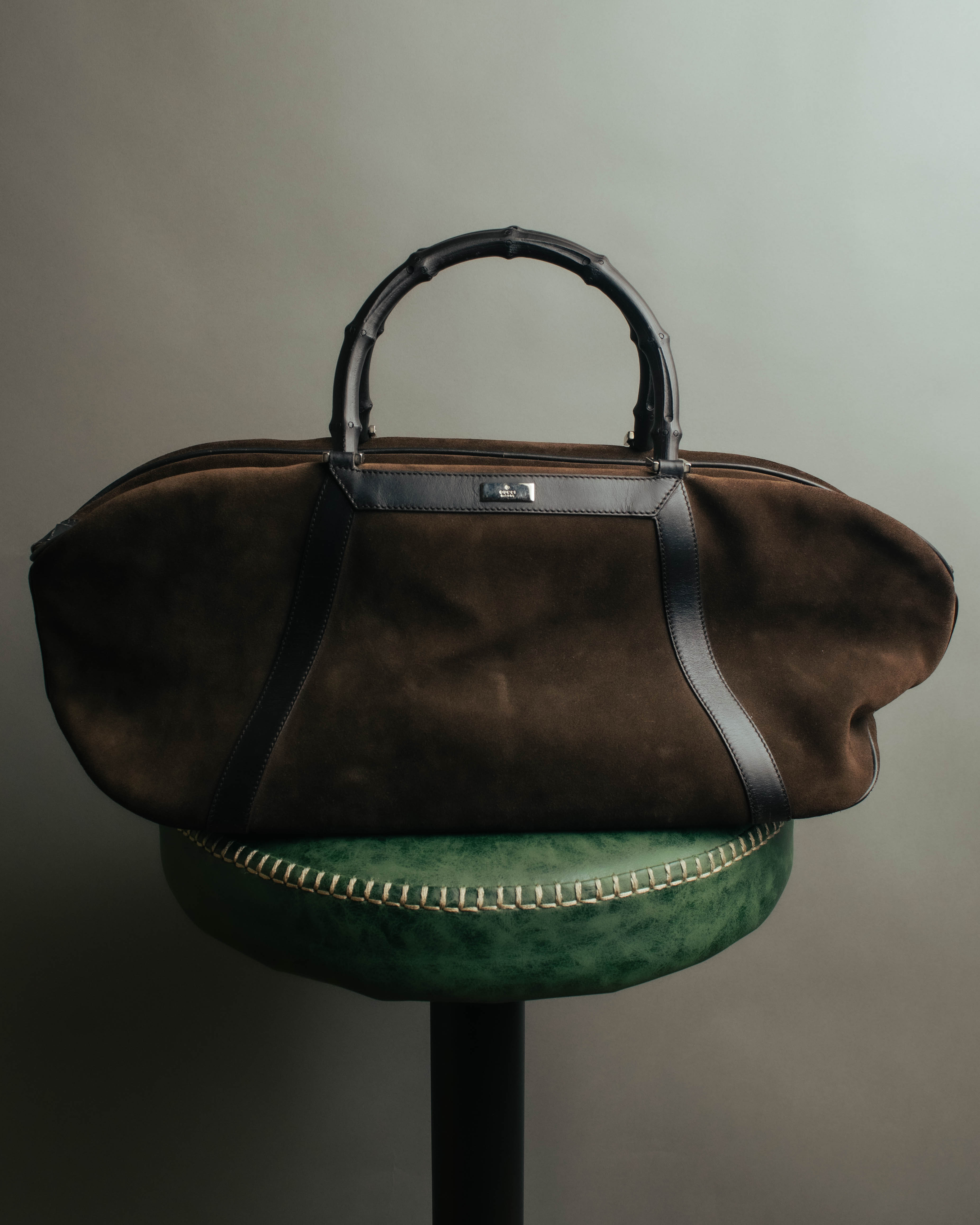 "GUCCI" 90's-00's Suede bamboo handle boston bag