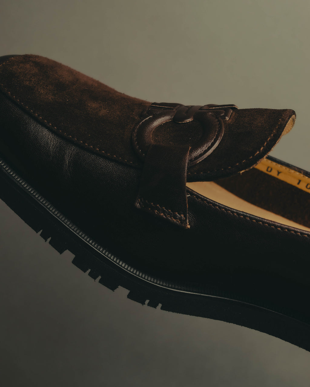 "Salvatore Ferragamo" 90's Chunky suede bit loafers