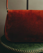 "GUCCI" 60's-70's Classic red suede leather shoulder bag