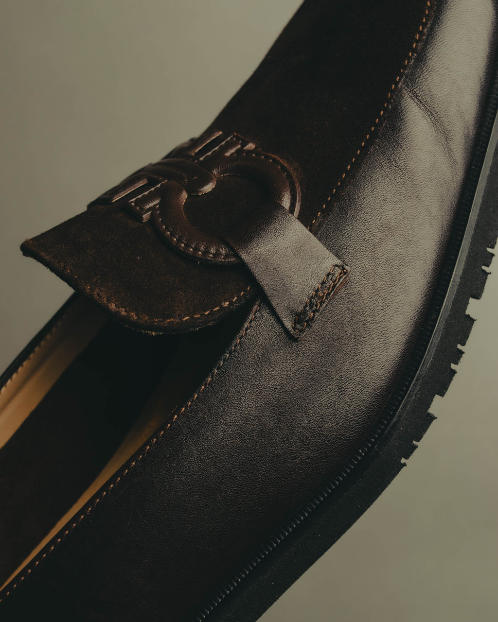 "Salvatore Ferragamo" 90's Chunky suede bit loafers