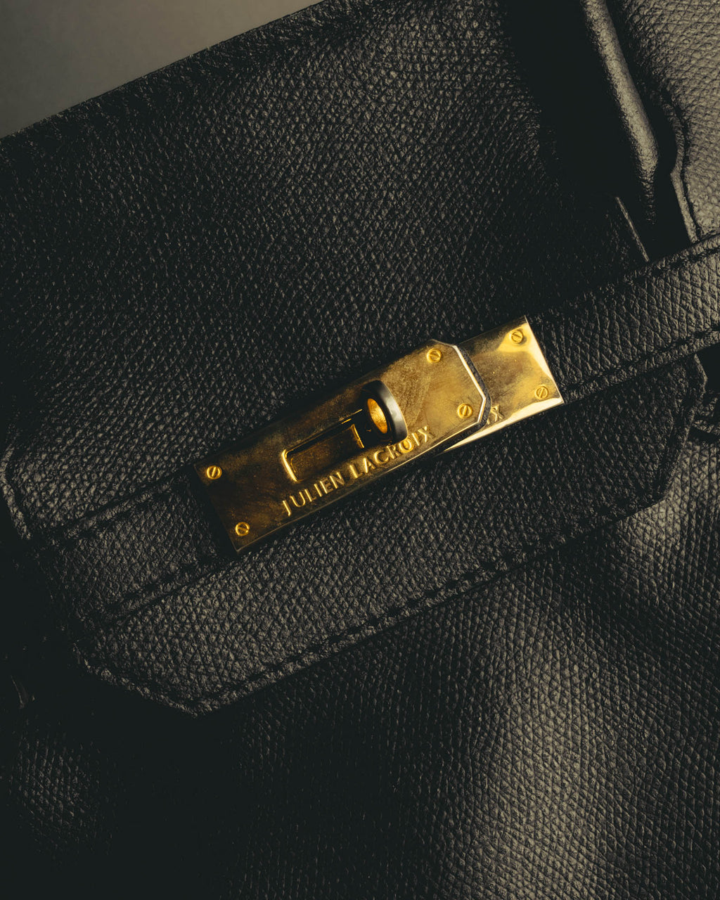 "JULIEN LACROIX" 90's Classic black leather top handle handbag