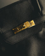 "JULIEN LACROIX" 90's Classic black leather top handle handbag