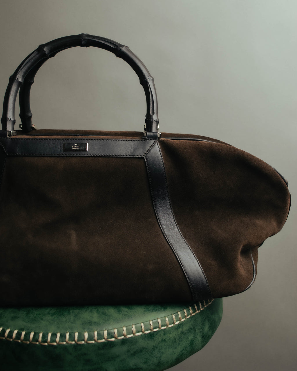 "GUCCI" 90's-00's Suede bamboo handle boston bag