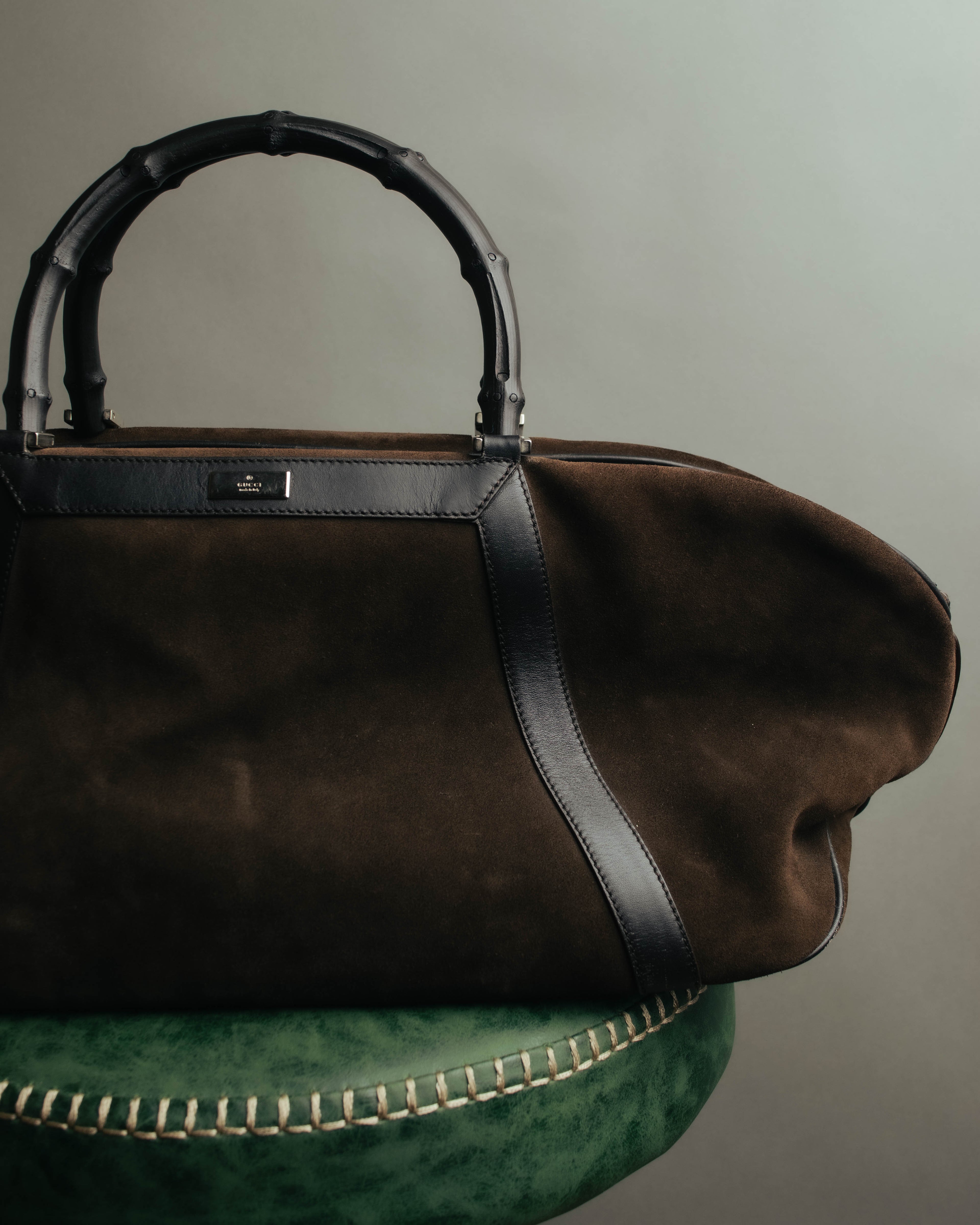 "GUCCI" 90's-00's Suede bamboo handle boston bag