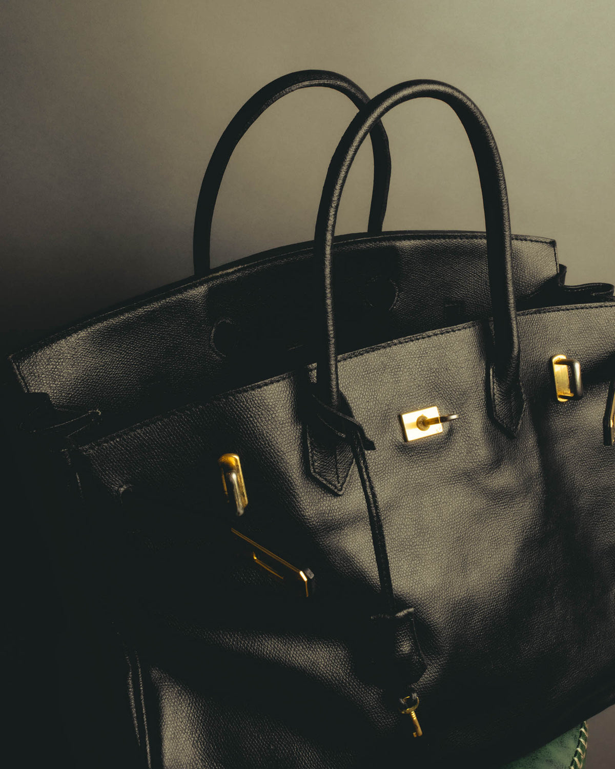 "JULIEN LACROIX" 90's Classic black leather top handle handbag
