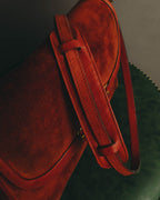 "GUCCI" 60's-70's Classic red suede leather shoulder bag