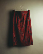 "Aquascutum" 10's Burgundy wool silk plaid skirt