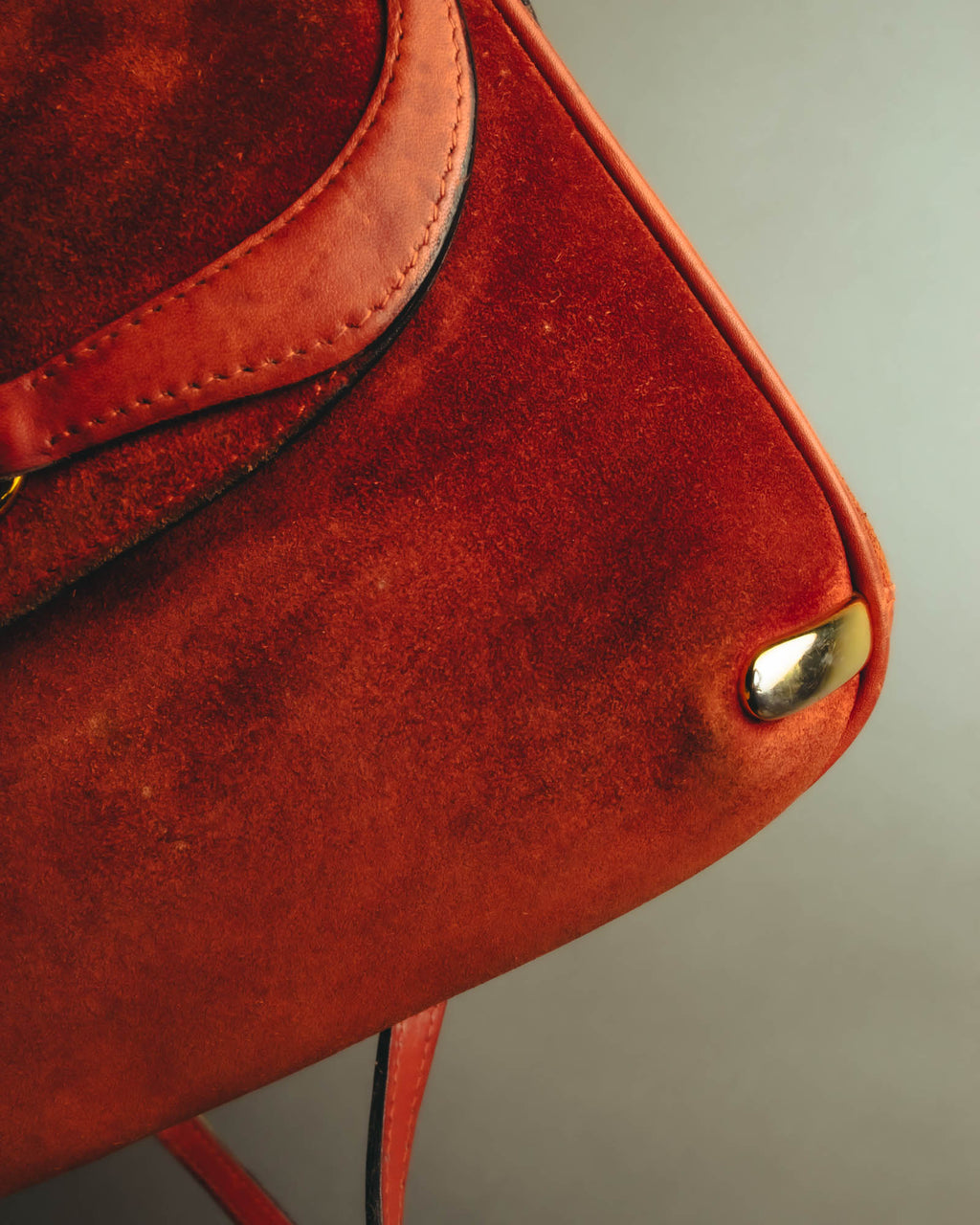 "GUCCI" 60's-70's Classic red suede leather shoulder bag