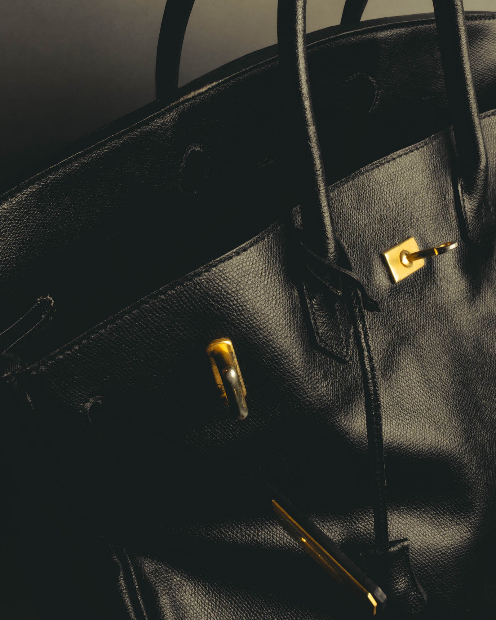 "JULIEN LACROIX" 90's Classic black leather top handle handbag