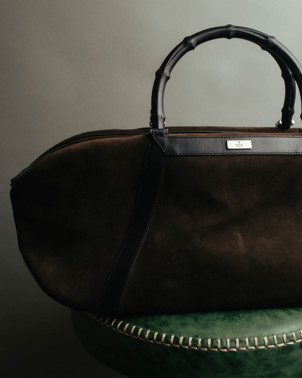 "GUCCI" 90's-00's Suede bamboo handle boston bag