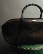 "GUCCI" 90's-00's Suede bamboo handle boston bag