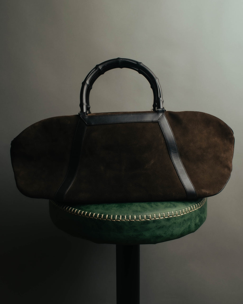 "GUCCI" 90's-00's Suede bamboo handle boston bag