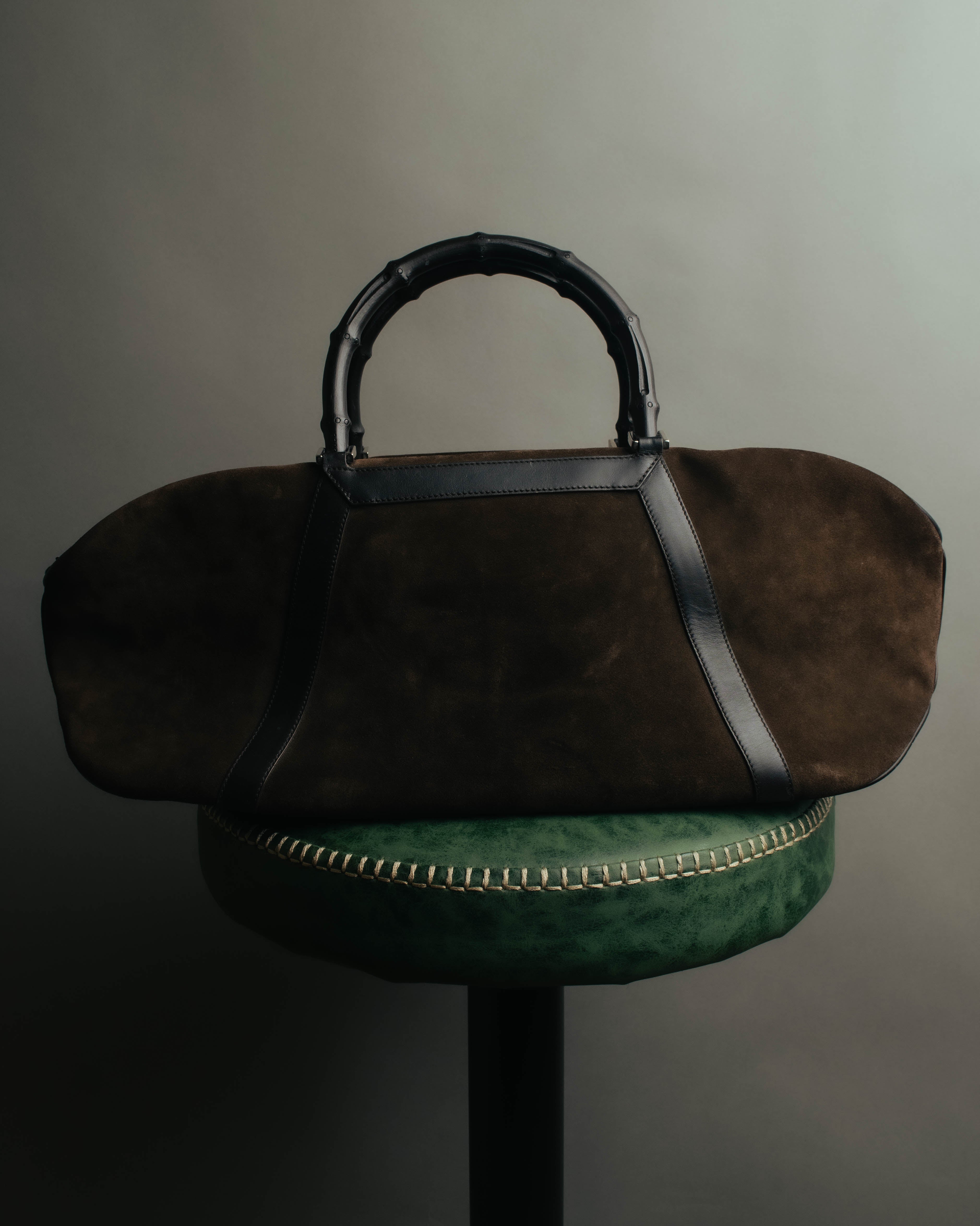 "GUCCI" 90's-00's Suede bamboo handle boston bag