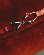 "GUCCI" 60's-70's Classic red suede leather shoulder bag