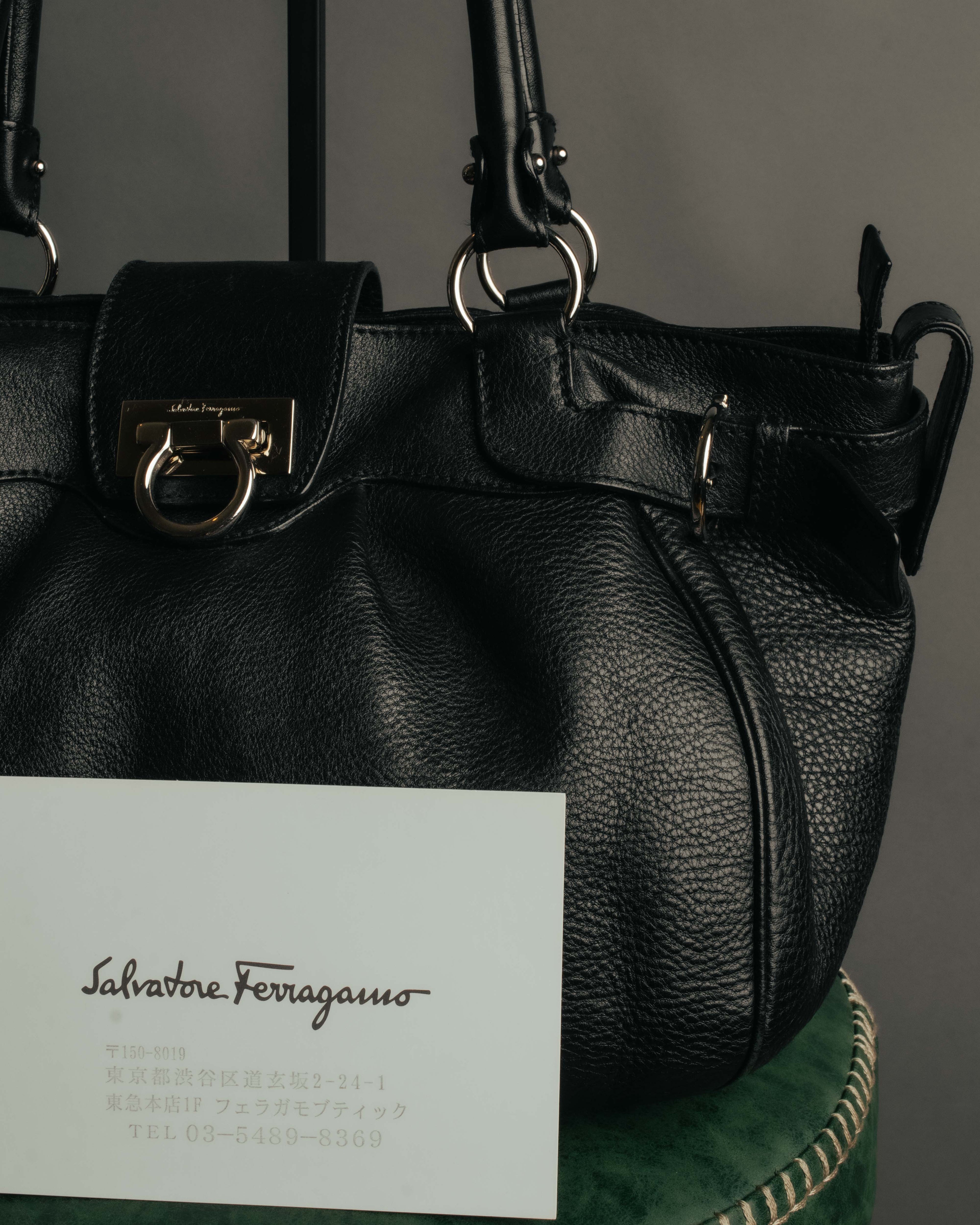 “Salvatore Ferragamo” 2000’s Gancini leather shoulder bag