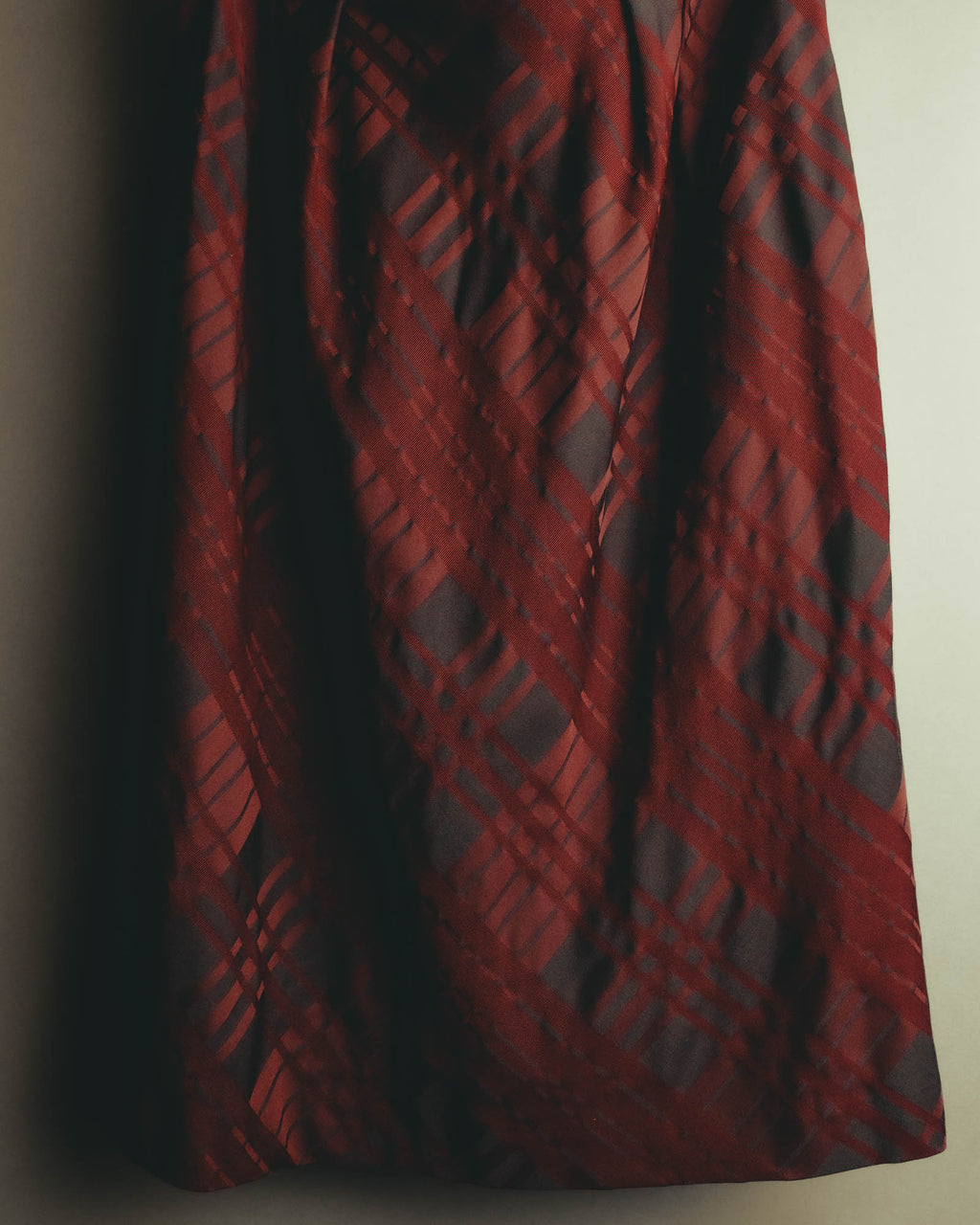 "Aquascutum" 10's Burgundy wool silk plaid skirt