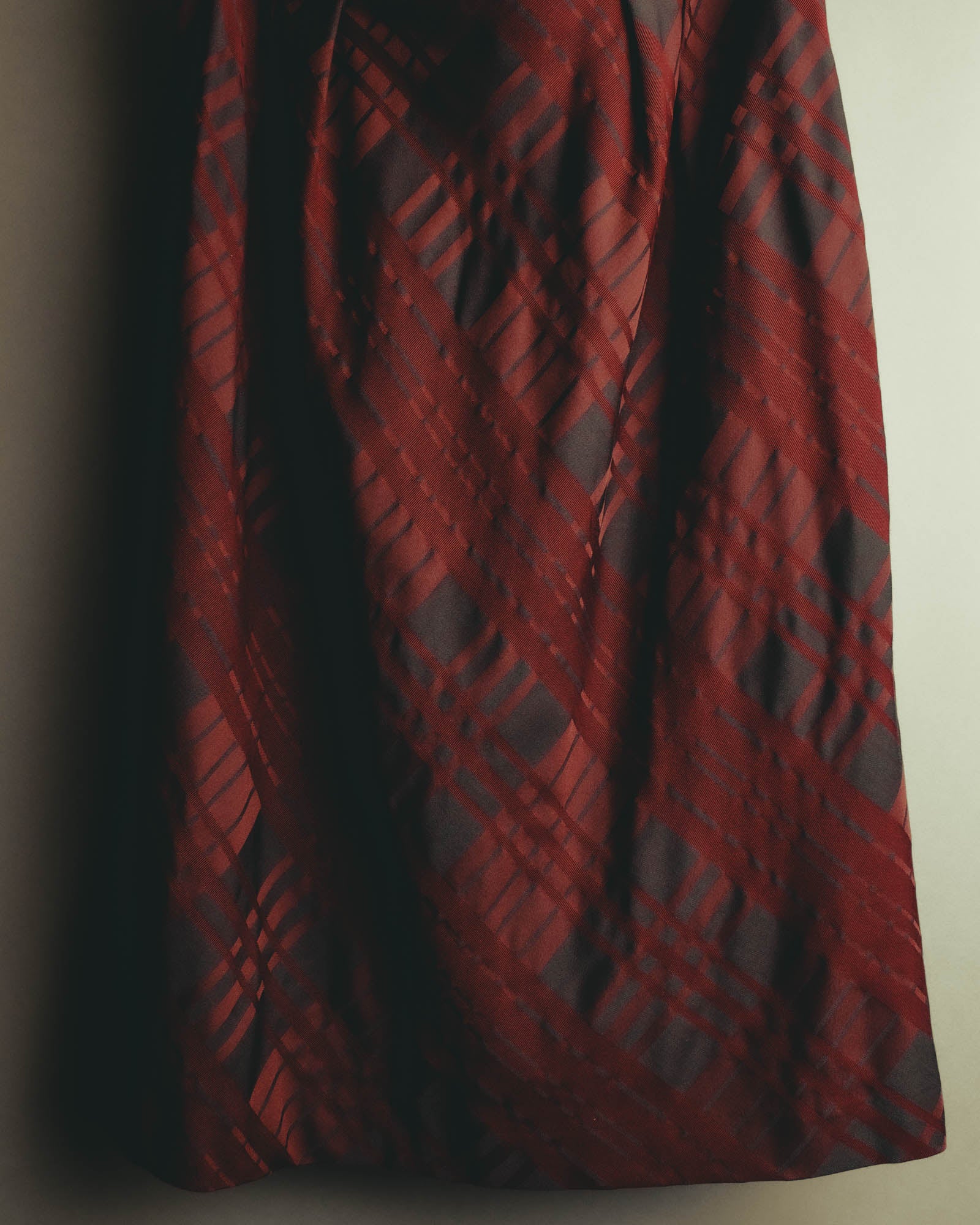 "Aquascutum" 10's Burgundy wool silk plaid skirt