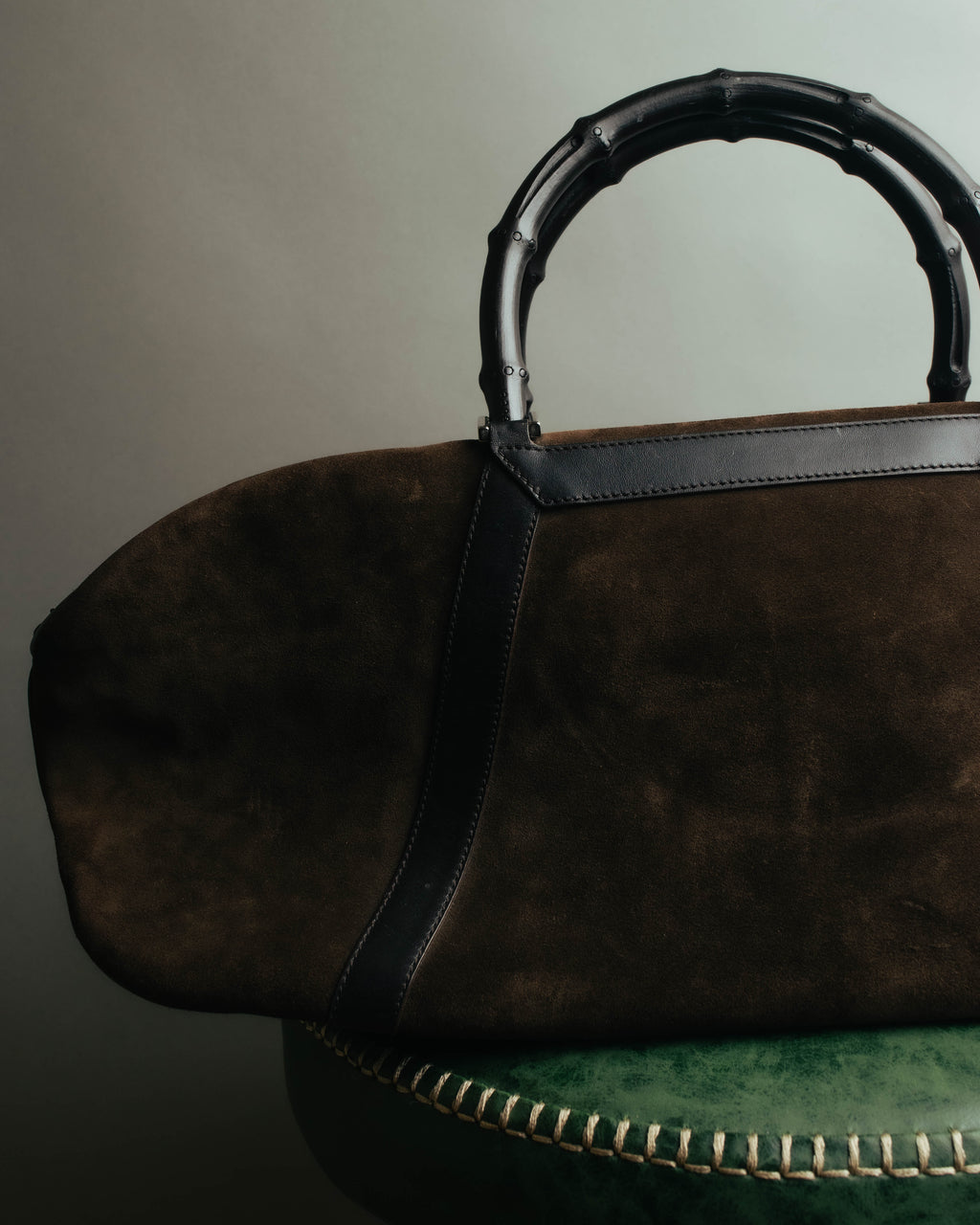 "GUCCI" 90's-00's Suede bamboo handle boston bag
