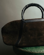 "GUCCI" 90's-00's Suede bamboo handle boston bag