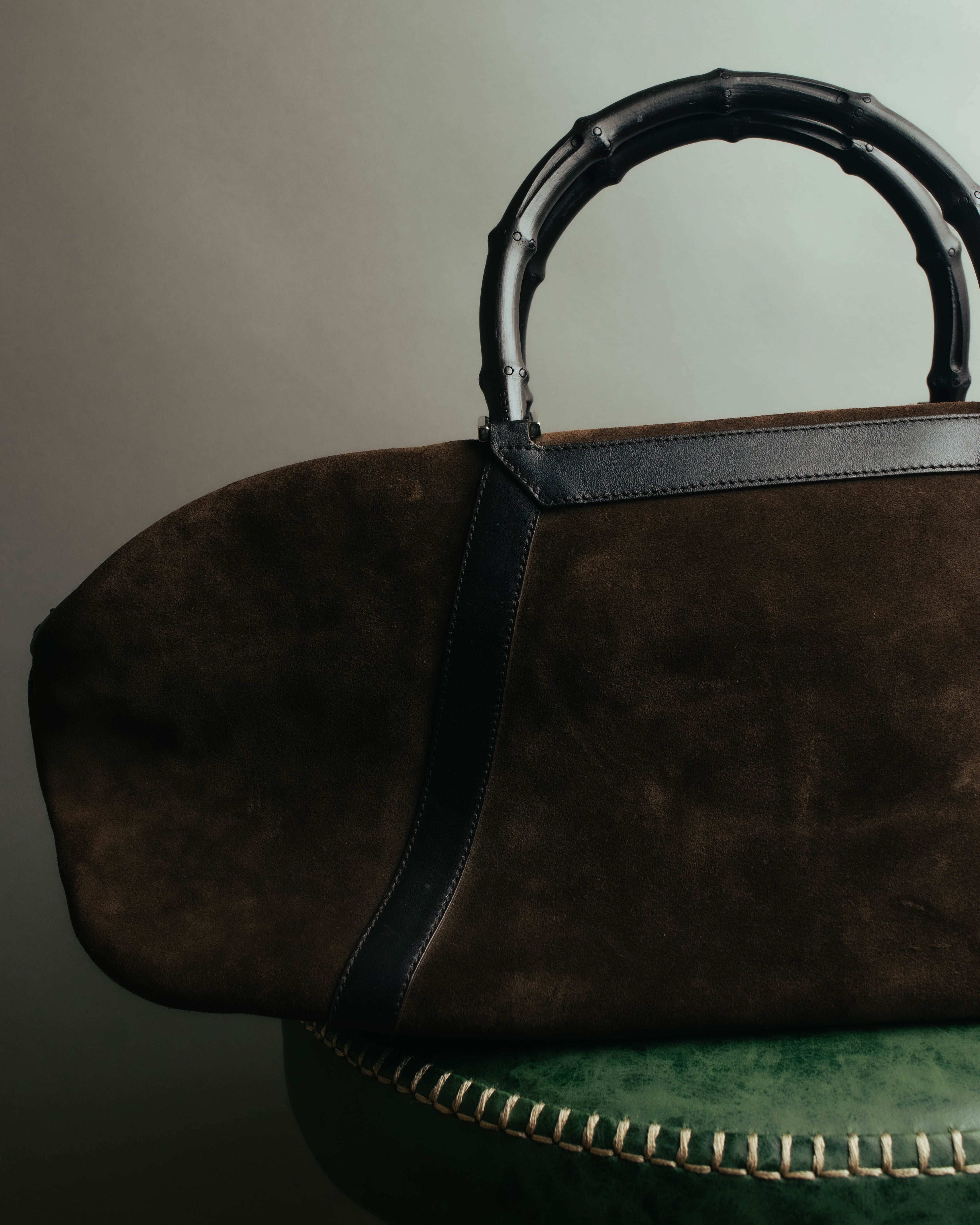 "GUCCI" 90's-00's Suede bamboo handle boston bag