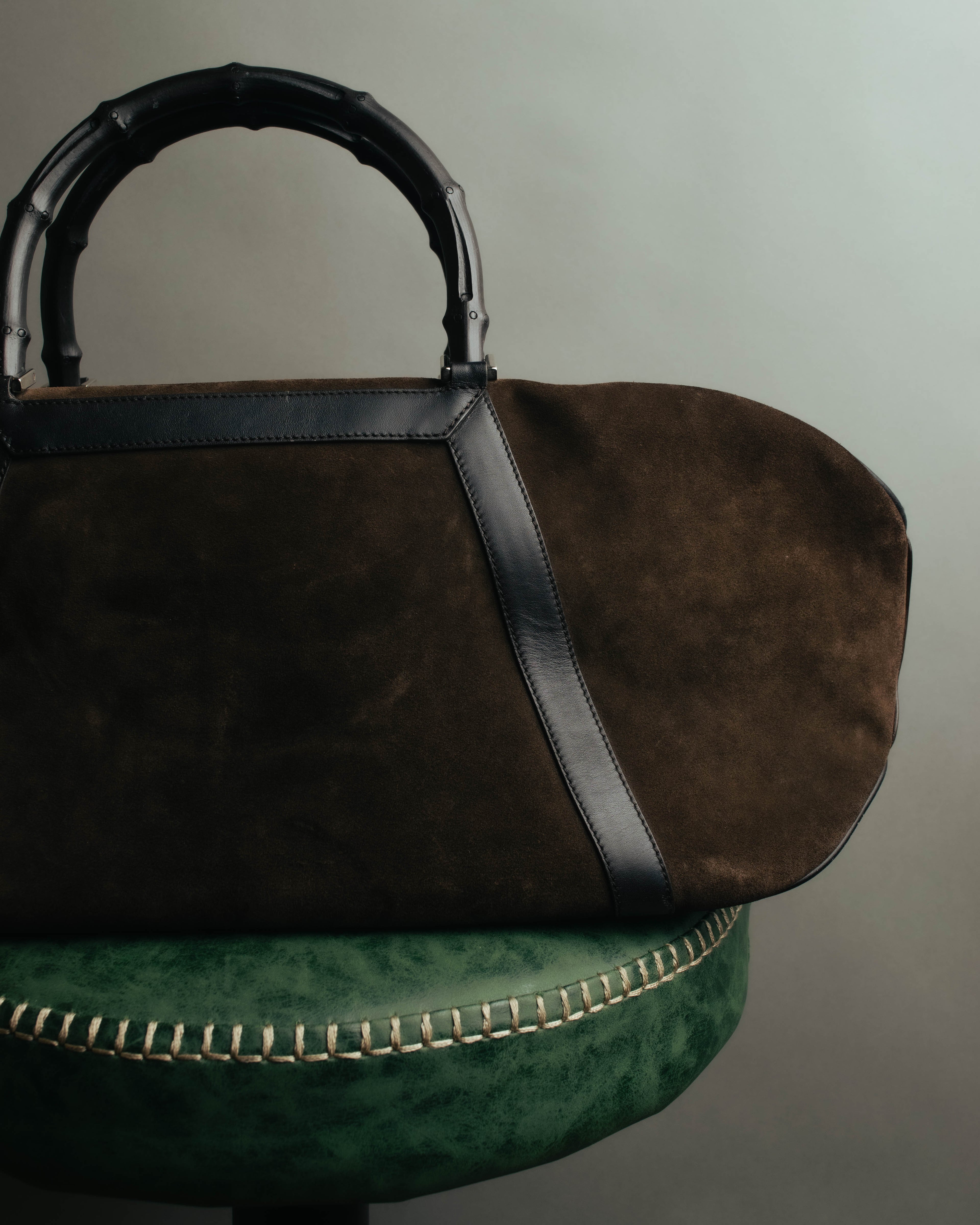 "GUCCI" 90's-00's Suede bamboo handle boston bag