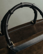 "GUCCI" 90's-00's Suede bamboo handle boston bag