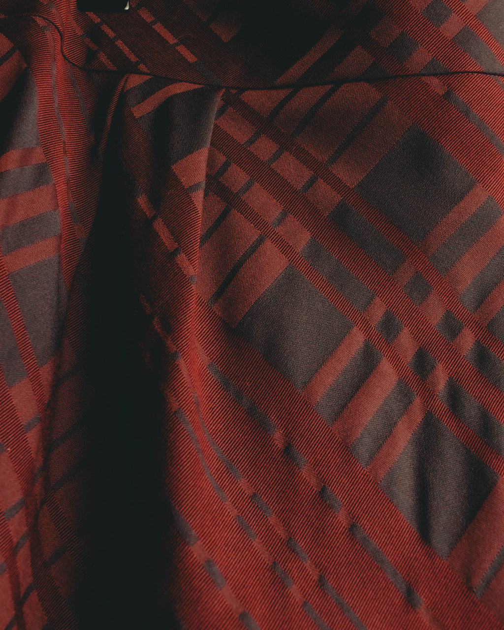 "Aquascutum" 10's Burgundy wool silk plaid skirt
