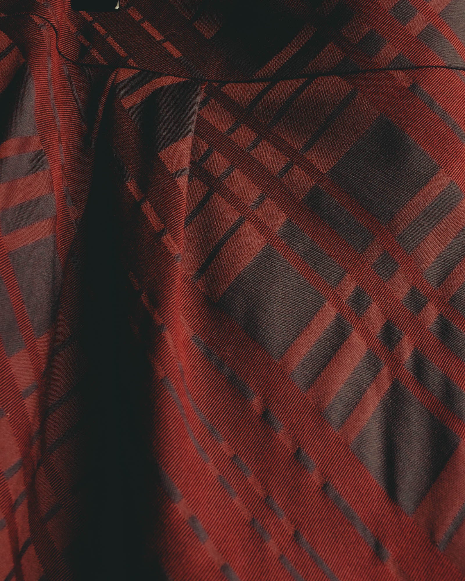 "Aquascutum" 10's Burgundy wool silk plaid skirt