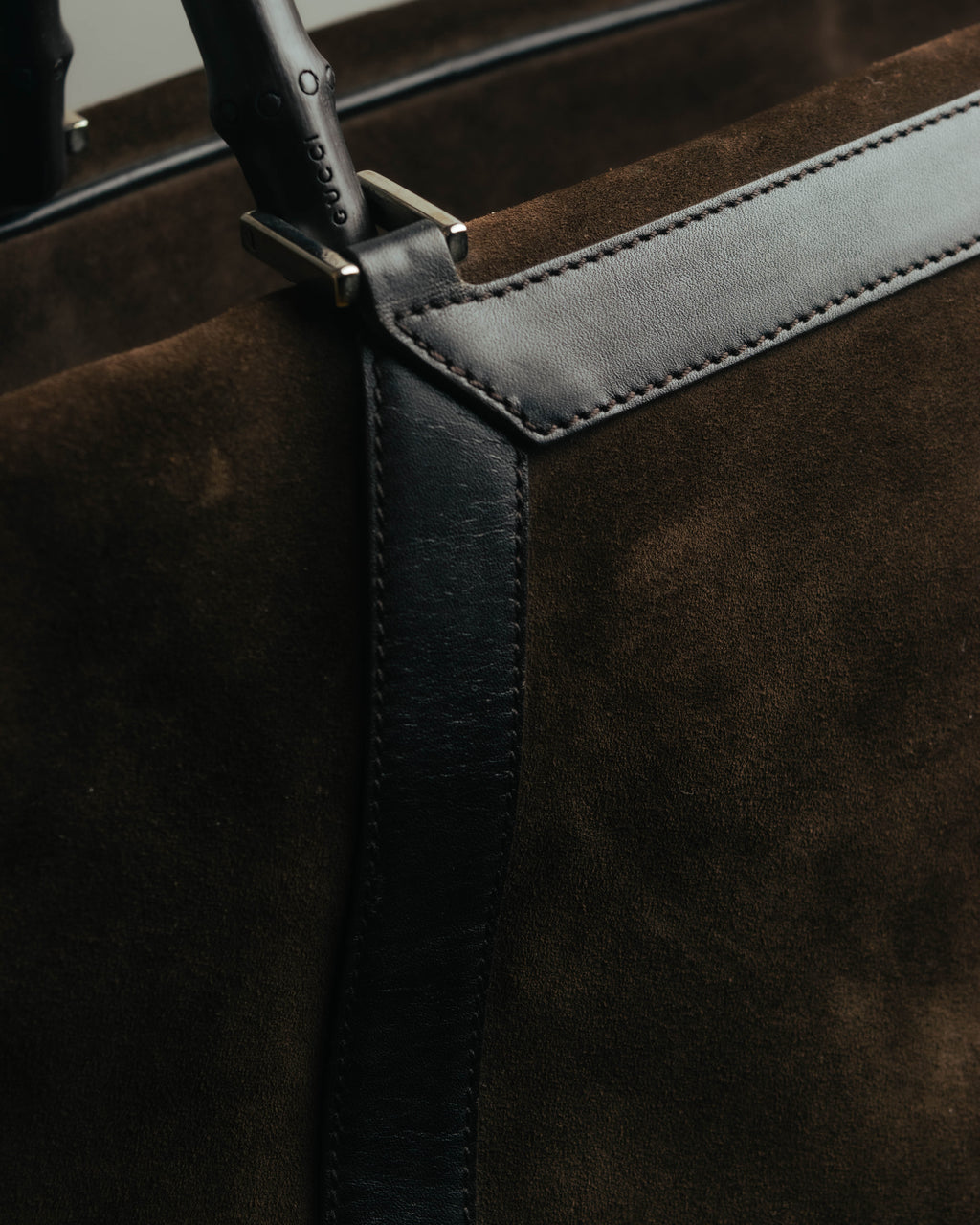 "GUCCI" 90's-00's Suede bamboo handle boston bag