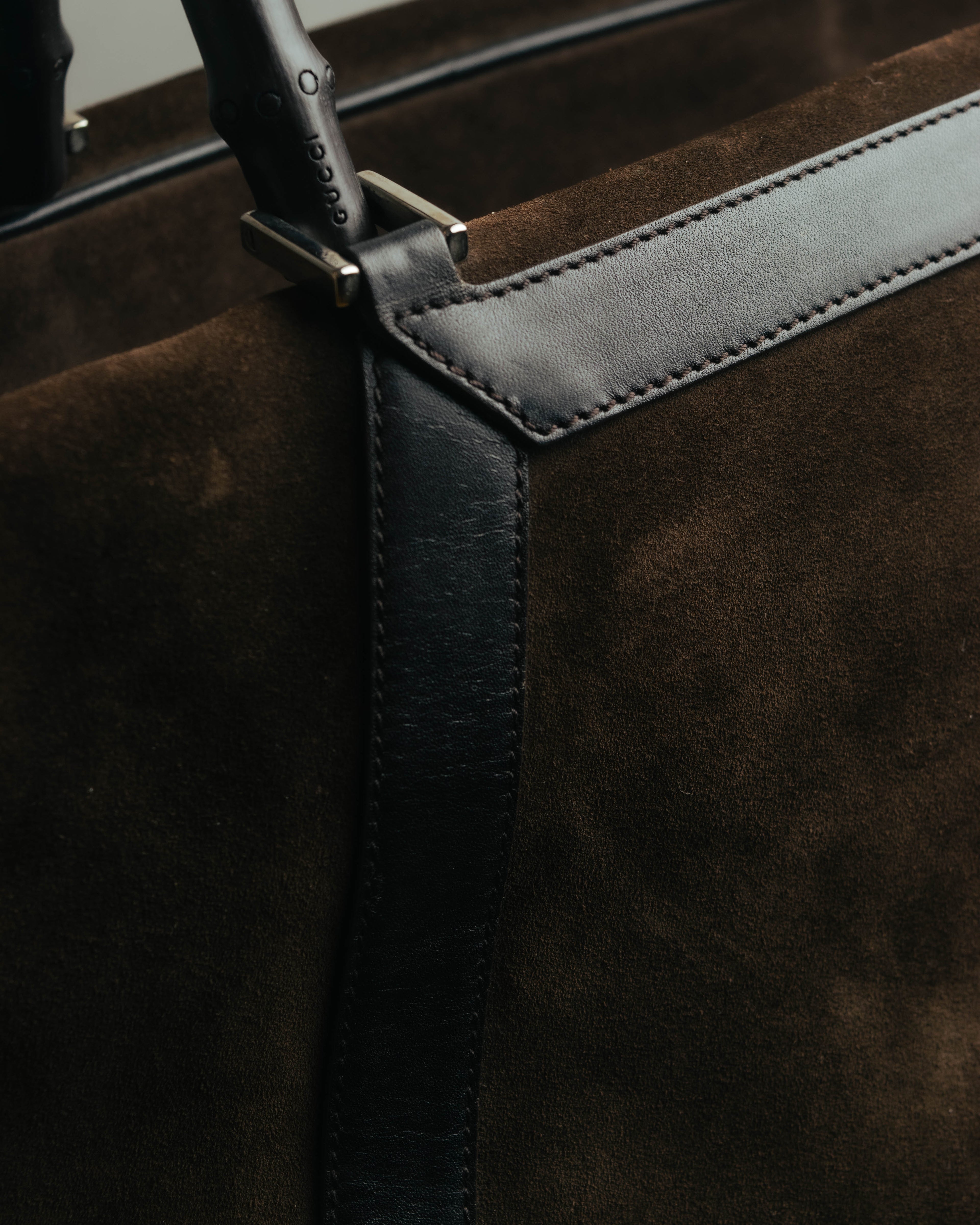 "GUCCI" 90's-00's Suede bamboo handle boston bag