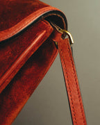 "GUCCI" 60's-70's Classic red suede leather shoulder bag