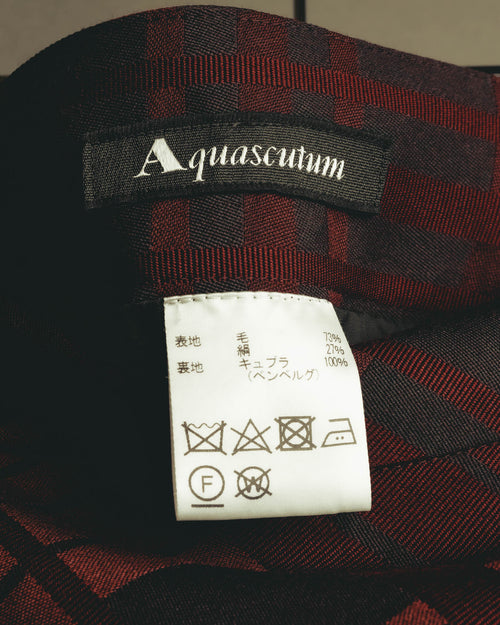 "Aquascutum" 10's Burgundy wool silk plaid skirt