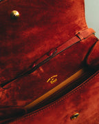 "GUCCI" 60's-70's Classic red suede leather shoulder bag