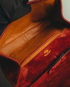 "GUCCI" 60's-70's Classic red suede leather shoulder bag