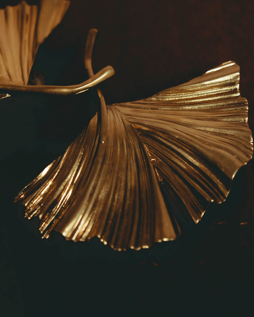 –SPECIAL– "SAINT LAURENT" 20's Sculptural triple palm leaf clip-on earrings