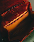 "GUCCI" 60's-70's Classic red suede leather shoulder bag