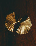 –SPECIAL– "SAINT LAURENT" 20's Sculptural triple palm leaf clip-on earrings