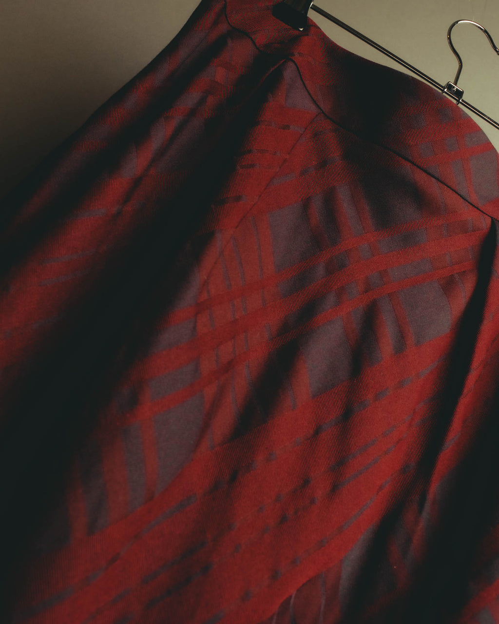 "Aquascutum" 10's Burgundy wool silk plaid skirt