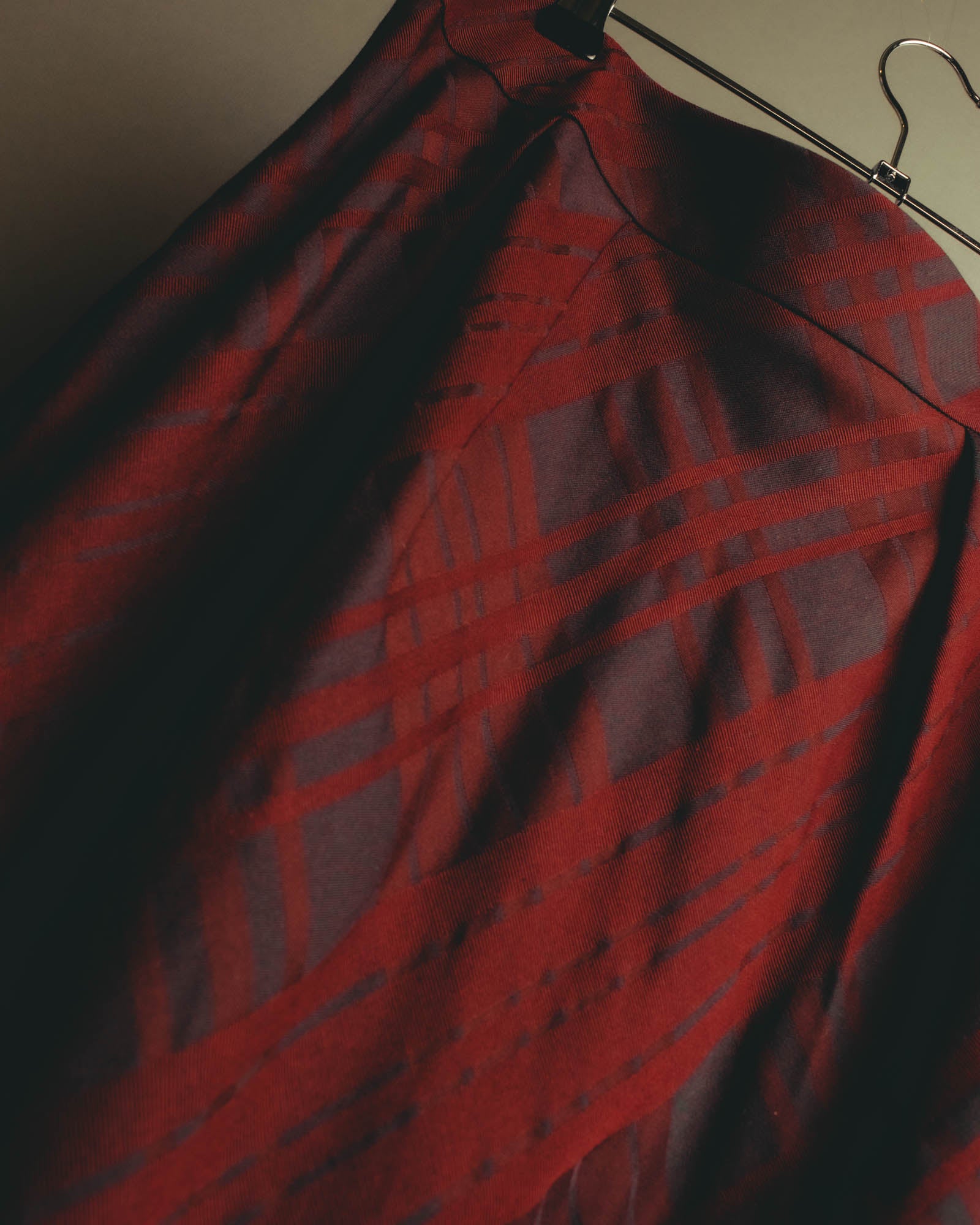 "Aquascutum" 10's Burgundy wool silk plaid skirt