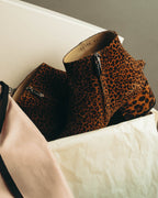 "Sergio Rossi" 2010's Leopard pattern leather ankle boots