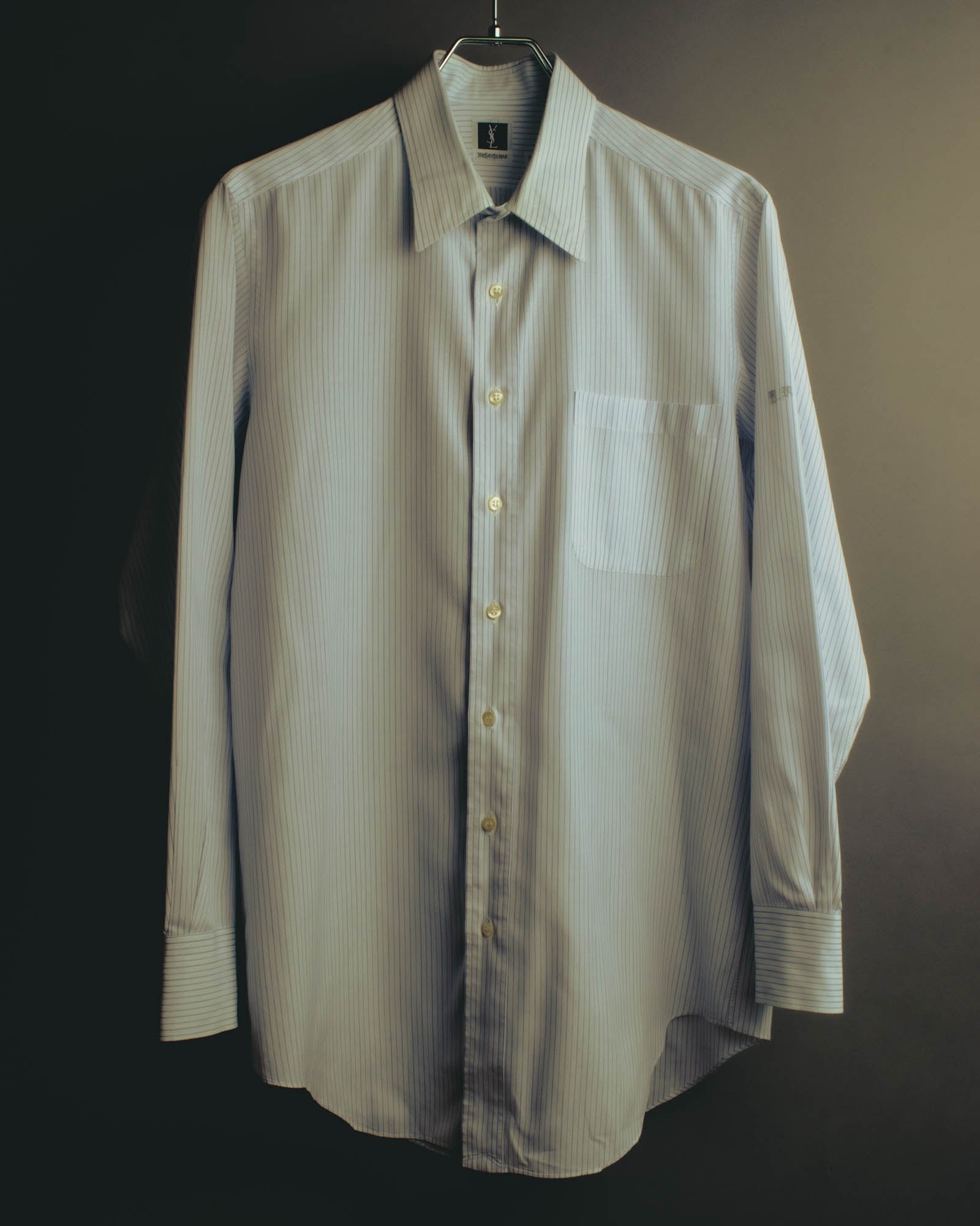 "Yves Saint Laurent" 80's-90's Striped monogram dress shirt
