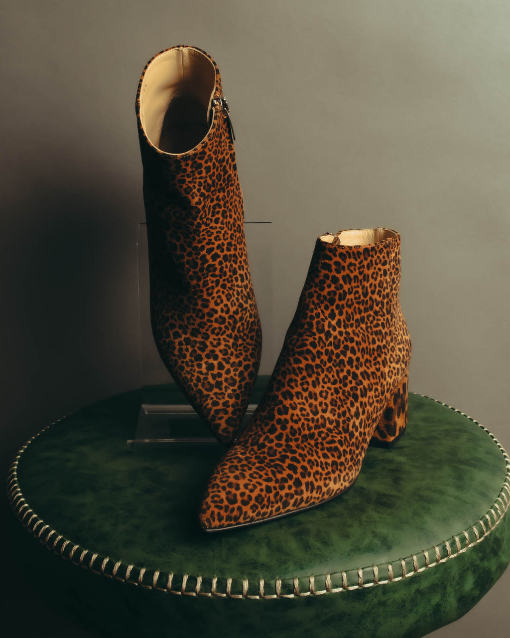 "Sergio Rossi" 2010's Leopard pattern leather ankle boots