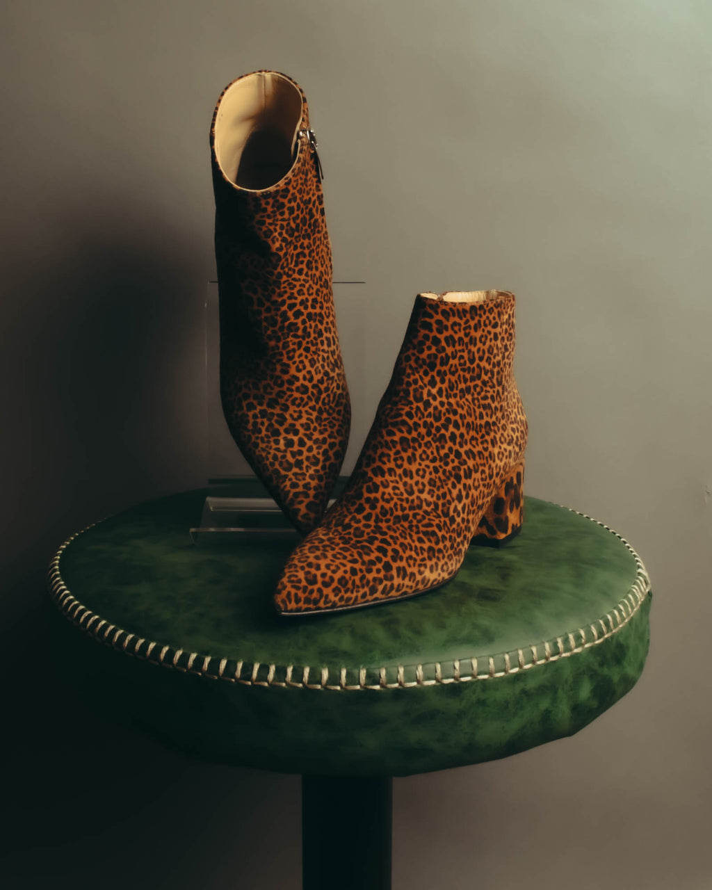 "Sergio Rossi" 2010's Leopard pattern leather ankle boots