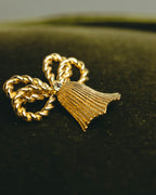 "Christian Dior" 80's-90's Gold tone ribbon tassel brooch