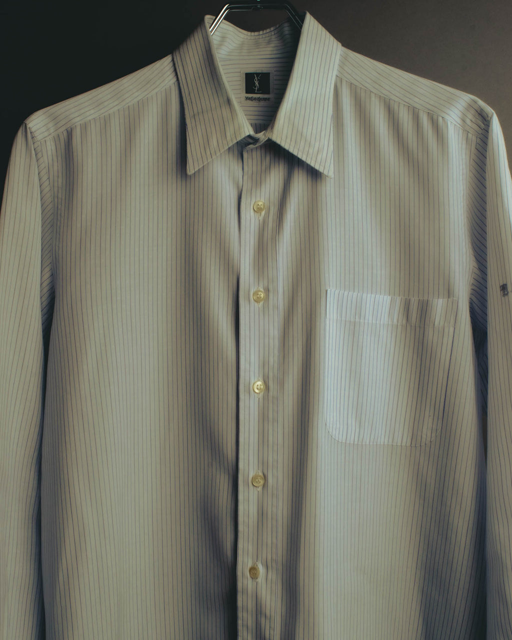 "Yves Saint Laurent" 80's-90's Striped monogram dress shirt