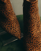 "Sergio Rossi" 2010's Leopard pattern leather ankle boots