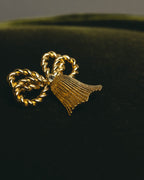 "Christian Dior" 80's-90's Gold tone ribbon tassel brooch