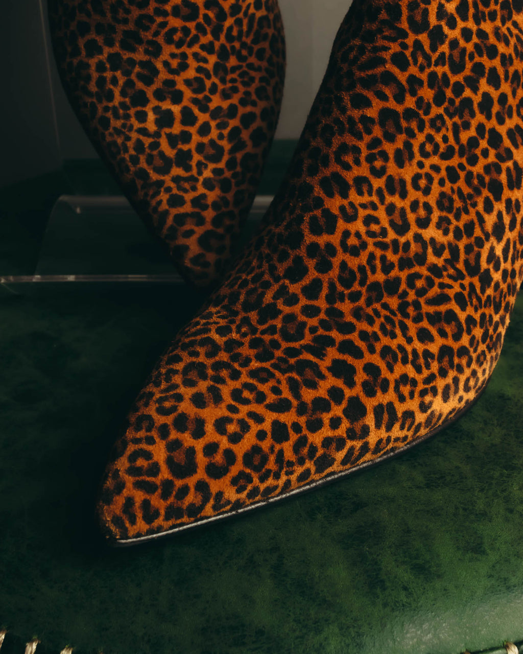 "Sergio Rossi" 2010's Leopard pattern leather ankle boots