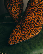 "Sergio Rossi" 2010's Leopard pattern leather ankle boots