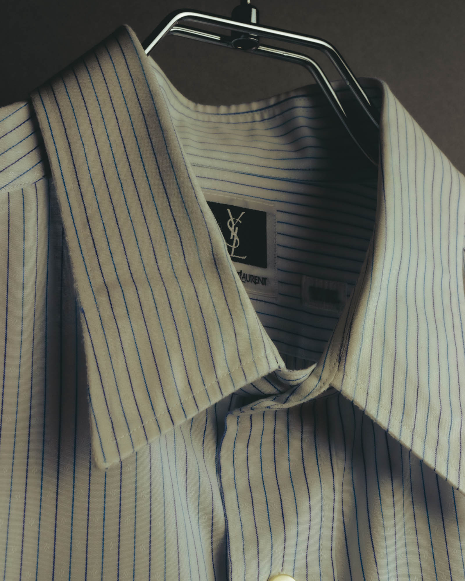 "Yves Saint Laurent" 80's-90's Striped monogram dress shirt